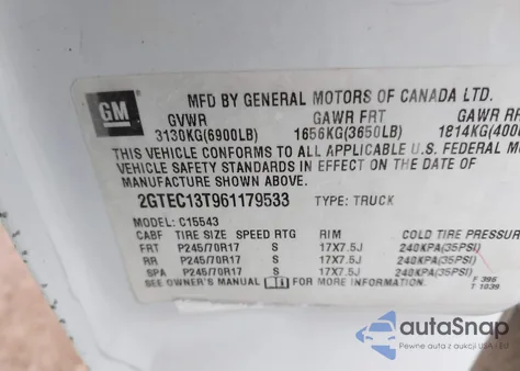 2006 GMC Sierra 1500 Sle2 z USA, uszkodzony, nr VIN 2GTEC13T961179533